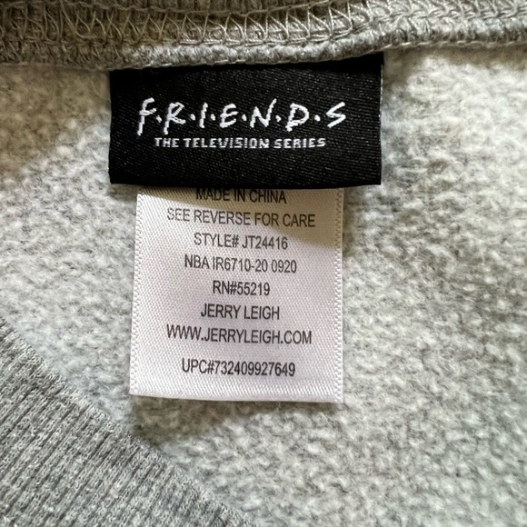 FRIENDS Branded Juniors Sweatshirt, Grey, Size XS, Jerry Leigh - Picture 6 of 7